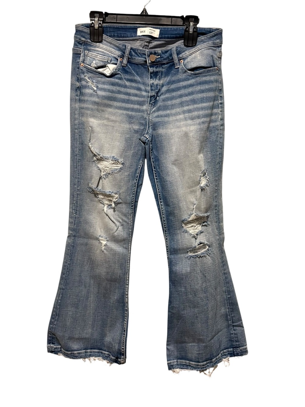 BKE  Payton Light Blue Distressed Flare Jeans size 30x29.5